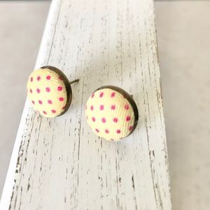 Yellow and pink polka dot earrings 3/15